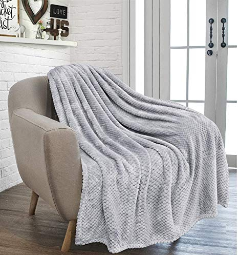 RayyanLinen Waffle Honey Comb Throw Blanket Super Soft Luxurious Versatile Sofa Bedspread Travel Throw (GREY SILVER, DOUBLE - 150 x 200CM)