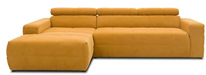 DOMO. collection Ecksofa Brandon, Sofa mit Rückenfunktion in L-Form, Polsterecke, Eckgarnitur 285 x 175 x 98 cm (BxTxH), gelb