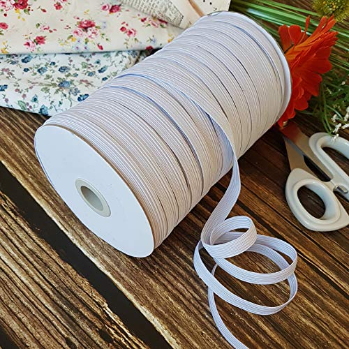 A2 5 m Elastic Band, 10 mm, White, Washing Rubber, Elastic Cord, Boil-Proof, Sold by the Metre