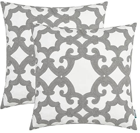 HWY 50 Kissenbezüge, 45,7 x 45,7 cm, für Couch, Bett, Schlafzimmer, dekorativ, bestickt, geometrisch, Kissenbezüge, 2 Stück
