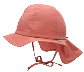 Sterntaler Sonnenhut - Unisex Sommerhut - UV-Schutz 50+ Mütze mit breiter Krempe und Größenregulierung - Nackenschutz - Bindebänder - Baby Kinder Kopfbedeckung aus Popeline (Bio) - Rosenholz,Größe 49