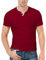 KUYIGO T-Shirts en Coton pour Hommes Coupe ajustée à Manches Courtes Mode Costaud Casual Henley L Vin Rouge