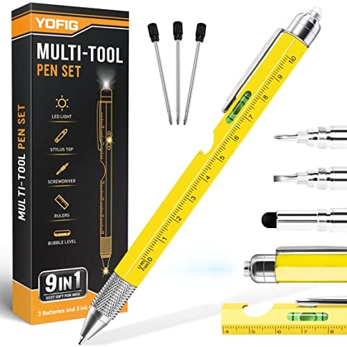 YOFIG Gifts for Men, Stocking Fillers, 9 in 1 Multi Tool Pen Gadgets for Men, Mens Gifts for Christmas, Secret Santa Gifts for Mens, Christmas Gifts for Him, Birthday Gifts for Him