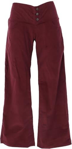 GURU SHOP Cordhose mit Leicht Ausgestelltem Bein - Weinrot, Damen, Baumwolle, Size:S