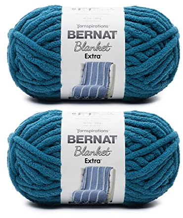 Bernat Blanket Extra Velveteal Yarn – 2 confezioni da 300 g/10,5 oz – poliestere – 7 Jumbo – 90 metri – per lavoro a maglia, uncinetto, artigianato e amigurumi, filato di ciniglia grosso