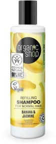 Organic Shop Normales Haar Nachfüll-Shampoo Banane und Jasmin, 280 ml