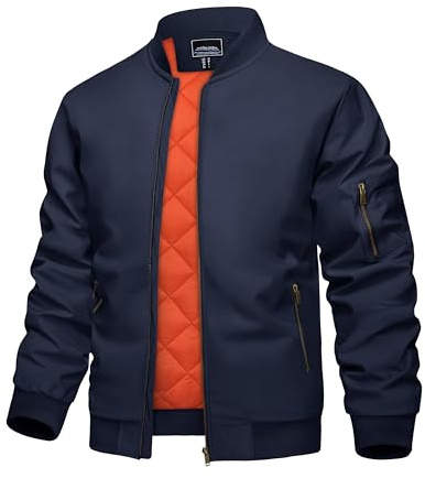 KEFITEVD Varsity Jackets for Men Winter Jackets for Men Bomber Outerwear Full Zip College Jacket Warm Padded Coats Windproof Jacket