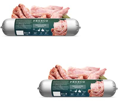 Fresco Dog Barf Wurst Complete-Menü Kaninchen und Ente | Doppelpack | 2 x 400g | Futtermittel für Hunde mit Kaninchen und Ente| Kann dabei helfen Hunde optimal zu versorgen