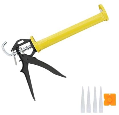 GAILY YOUTH Caulking Gun Drip Free Sealant Caulk Gun,Silicone Caulk Gun 360 Degrees Rotary Caulk Gun for Caulking Sealing and Filling Cracks Joint (Yellow)