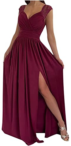 2023 Vestidos Corto sin Manga Mujer, Elegante Vestidos Fiesta Cuello en V Encaje Vestido de Cóctel Noche Suelto Vestido Vestir Moda Sexys Vestidos Partido Playa Vacaciones