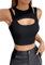 GORGLITTER Crop Tank Top Damen Y2k Cut Out Top Bauchfreie Tops Mit Ausschnitt Sexy Top Ärmellos Tanktops Schwarz S