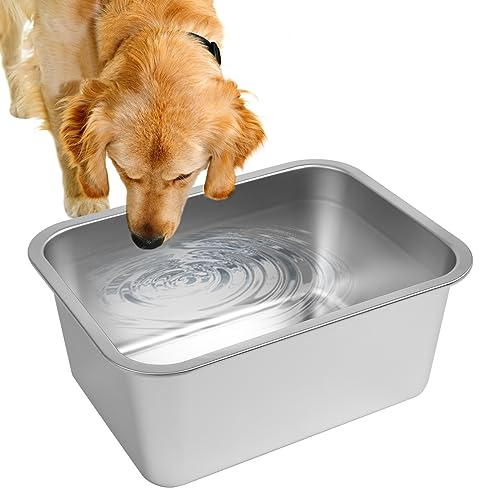 Lonepetu 3 Gallons Large Dog Water Bowl, Stainless Steel Metal Dog Bowls, Large Capacity Pet Food Bowl Water Dish for Indoor and Outdoor Universal for Medium to Giant Dogs
