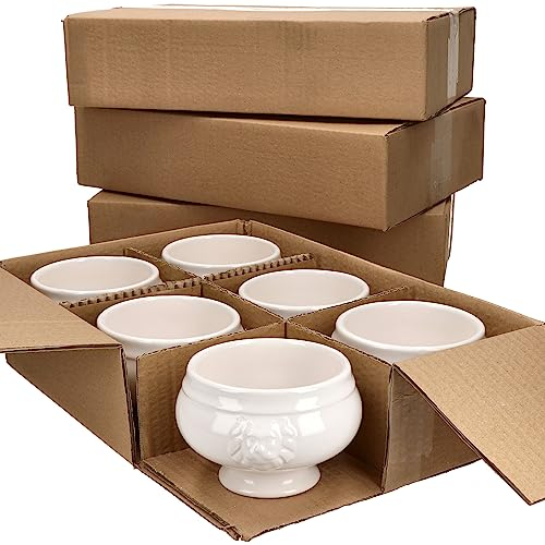 MamboCat Set de 24 terrines Tête de lion Leo I Petite - 450 ml I Pour 24 personnes I Tasses à soupe blanches 0,45 l avec têtes de lion I Pour soupe de mariage, aux pois ou aux lentilles