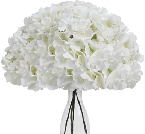 Sunm Boutique 5 Stück Hortensien künstliche Blumen mit Stielen, künstliche Hortensien-Blütenkopf, künstliche Seiden-Hortensien-Blumenstrauß für Hochzeit, Party, Garten, Zuhause, Tischdekoration,