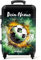 NoBoringSuitcases.com® Koffer personalisiert, Koffer Kinder, 67x43x25cm - Reisekoffer - Kinderkoffer, Koffer für Kinder - Hartschalenkoffer - Fußball in Grün - Mittelgroß mit Rollen, Koffer mit Namen