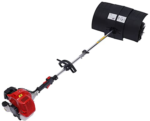 Handkehrmaschine mit 52cc Benzinmotor, 2.3HP 1.7KW Benzin Kehrmaschine, Nylonbürste Handkehrmaschine Benzin Power Besen Bürstenreiniger, für Kunstrasenplätzen, Straßenreinigung