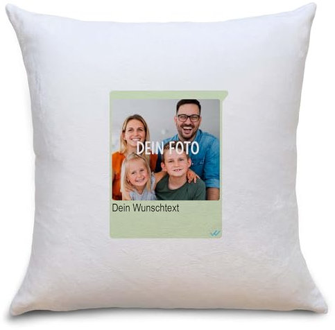 OWLBOOK® Fotogeschenke mit eigenem Foto Personalisierte Geschenke für Freundin Fotokissen mit eigenem Foto mit Füllung Personalisiert mit Foto Message Flauschig 40x40