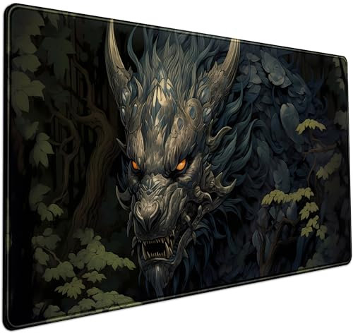 Japan Black Anime Gaming Mouse Pad - Large Non-Slip Rubber Mat, 31.5x15.8 In. with Stitched Edges, Perfect for Desk, Computer, Pc, Laptop, Office Decor for Men