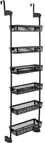 Caskunbsy Gewürzregal Wand, 6 Etagen Küchenschranktür Hängende Halterung, Gewürzregal Wand Metall Ohne Bohren, Schwarz Gewürzregal Hängend, Wandregal Gewürzregal, Spice Organizer mit Großer Kapazität