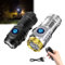 Dreiäugige Monster-Mini-Taschenlampe, wiederaufladbare LED-Taschenlampe, superhell, tragbare Taschenlampe, wasserdichte Taschenlampe für Outdoor, Camping, Wandern, Notfall (Schwarz-Silber)