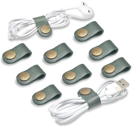 CAILLU Kabel-Organizer, Kabelhalter, Kabel-Organizer, USB-Halterung, Kabel-Management, Kabelbänder, Ohrhörer-Hülle, Headset-Wickler, Handy-Kopfhörer-Clips, Krawatten (dunkelgrüner Kabel-Organizer)