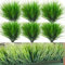 Vueinrg 12PCS Gazon Artificiel, 7 fourchettes Fausse Herbe Verte, Plantes artificielles comme de véritables Herbes décoratives, Herbe de blé Artificielle pour Jardin, Bureau, décoration de Mariage