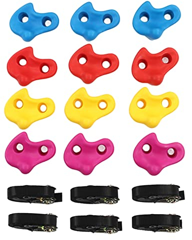XHTLLO Klettergriff-Set, 12-teilig, Robustes Outdoor-Kletterset Mit Gurten