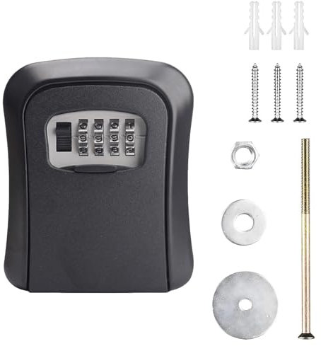 gotyou Caja Fuerte para Llaves con código numérico, Caja de Seguridad para Llaves, Caja de Cerradura, Caja de Seguridad para Llaves con código de 4 dígitos para Interior y Exterior, Garaje, Escuela