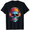 Totenkopf Bunt DJ mit Kopfhörer Bandana Hip-hop 80er T-Shirt