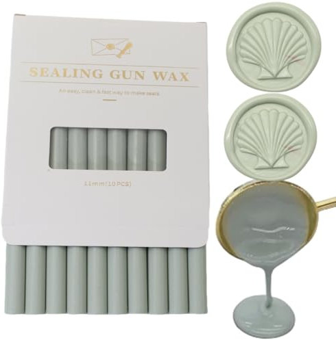 Wachs Seal Sticks, Atobpp 10pcs Wachs Seal Sticks Klebepistole Dichtung WachsSticks für WachsSeal Stempel, Buchstaben Wachs SealSticks für 0.43'' Klebepistole WachsSealSticks (Salbei Grün)