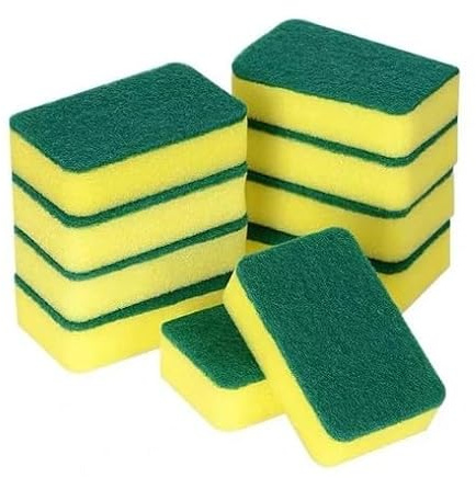 Putzschwamm Spülschwamm Küchenschwamm Zweiseitig Reinigungsschwamm Fleckenentferner Wiederverwendbar Scheuerschwamm Classic Topfreiniger Schwamm Reinigungsschwämme für Küche (10, Gelb)