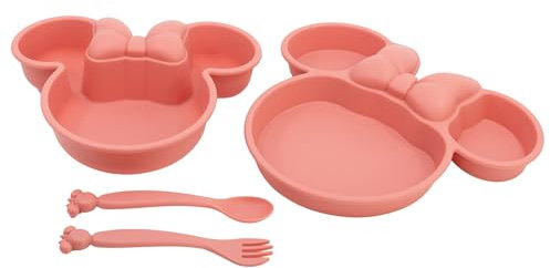 4-teiliges Geschirrset aus PP (Teller, Schüssel und Besteck) in Box Minnie Mouse Herz