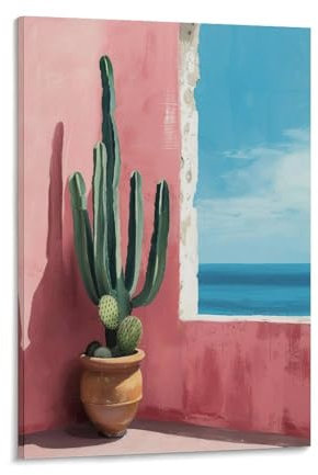 KKPLO Poster decorativo da parete con cactus e fico d'india, stampa moderna su tela, poster decorativo per camera da letto, 20 x 30 cm
