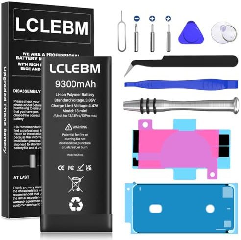 [9300mAh] Batterie pour iPhone 13 Mini, Nouvelle Mise à Niveau iPhone 13 Mini Remplacement de la Batterie Haute capacité, A2481, A2626, A2628, A2629, A2630 avec kit de réparation Complet