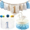 Yoolhamy Hochstuhl Banner 1. Geburtstag mit Geburtstagskrone Dekorationen und Kuchendekoration für den Ersten Geburtstag Jungen und Mädchen (Baby Boy Crown)