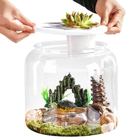 Nuyhadds Aquatic Turtle Tank - Serbatoio multifunzionale per tartarughe | con coperchio, grande habitat per tartarughe con copertura rimovibile per negozi di casa