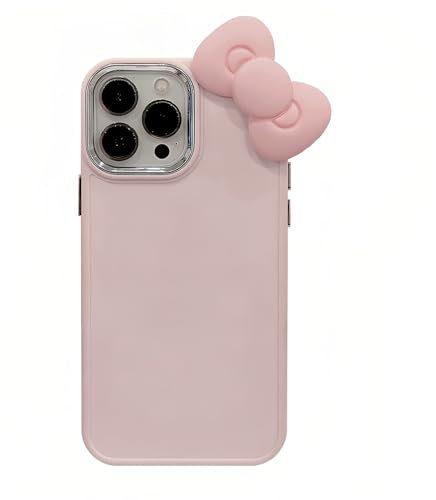 Tybiky Kompatibel mit iPhone 14 Rosa-3D-Kitty-Bow Handyhülle Niedliche Weiche Silikon TPU Farbe Hülle Aesthetic Süßes Design Schutzhülle Stoßfest Rückenabdeckung Case Cover für Mädchen,Rosa