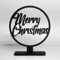 ebenkunst | Weihnachtsdeko - Merry Christmas Schriftzug mit Umrandung | 23.6x20cm Schwarze Tischdekoration aus Holz, Aufstelldeko innen, Fensterbild