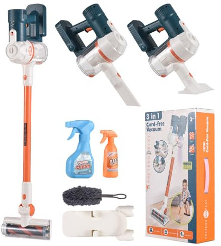 kosingna Toy Vacuum Cleaner for Toddler Kids Cleaning Set Housekeeping Play Vacuum Toy Home Cleaning Toy Set for Kids Boys Gls with Soft Brush 2 Adapter