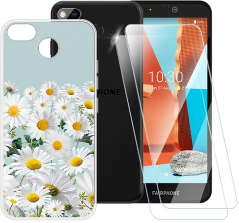 Bedruckte TPU Handyhülle + 2er-Set Gehärtete Schutzglas Kompatibel mit Fairphone 3, Künstlerisches Schlankes Stoßfestes Cover, Kratzfest, Rundumschutz