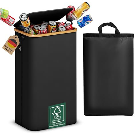 Adeldream 110L Pfandflaschen Sammelbehälter Groß Pfandflaschen Aufbewahrung Behälter Leergut & Altglas Aufbewahrung mit Softgrip-Griffen Flaschensammler Küche Abstellraum Flaschentasche Schwarz