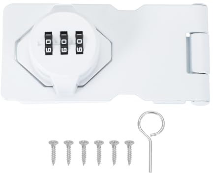 sourcing map Serrature rotanti con password, serratura a combinazione per armadietti meccanici, 8,9 cm, di sicurezza, senza chiave, per porta del capannone, armadio, bagno, esterno, bianco