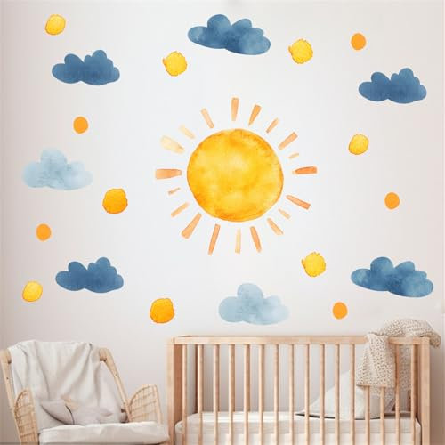 DIY Wandtattoo Sonne Wandaufkleber Wolke Wand Aufkleber Wanddekor für Schlafzimmer Kinderzimmer Decor