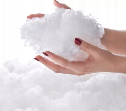 Füllwatte 3kg Ökotex antiallergisch waschbar 95°C hochflauschig Kissenfüllung Bastelwatte Füllmaterial Stopfmaterial, aus Polyester Hohlfaser, Weiß