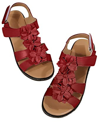2025 Sandales Femme ete Confortable Orthopedique Sandales de Marche Femmes Chaussures AntidéRapantes Respirantes Sandale et Nu-Pieds BohêMe Bout Ouvert Sabot avec Talon Plateforme Pas Cher Cadeau