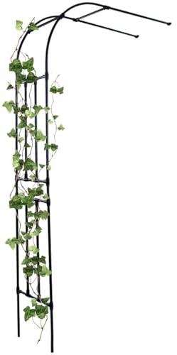 Großer Gartenbogen aus Metall für Kletterpflanzen, an der Wand montierter halbseitiger Rosenbogen, wetterbeständiges Pergola-Spalier aus Stahlrohr, Lauben für Hochzeiten im Freien, Schwarz(150x240x40C