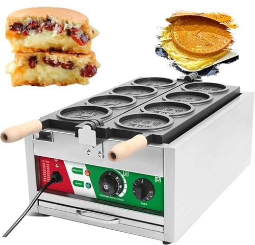 Gaufrier rond professionnel, gaufrier électrique 3000 W, gaufrier coréen à 4 grilles, antiadhésif et à température contrôlée, for pâtisseries et snacks