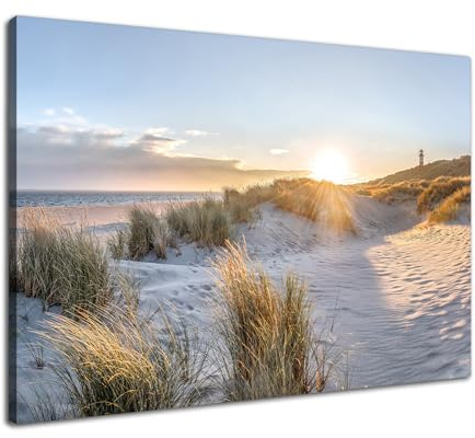 Via Artis Leinwandbild - 60x40 cm Format - Premium Wandbilder für Wohnzimmer & Schlafzimmer - Strand Meer Maritim Küste - Düne im Morgenlicht