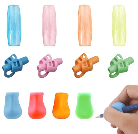 MFCGHXR Schreibhilfe Kinder Stifthalter 12 Stück Set Silikon Griffhilfe für Stifte 24,5×20×35mm ergonomisch farbig für Schulanfänger Büro Lernen Schreiben