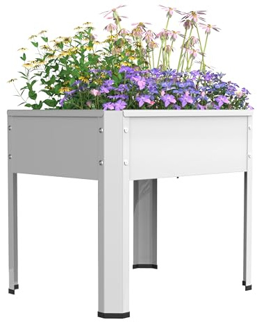 VCM Metall Hochbeet rechteckig/stehender Pflanzkasten/ideal für Kinder/Blumenkasten für Garten Terrasse Balkon/Blumentopf H. 45 x B. 50 x. T. 40 cm/Balora M